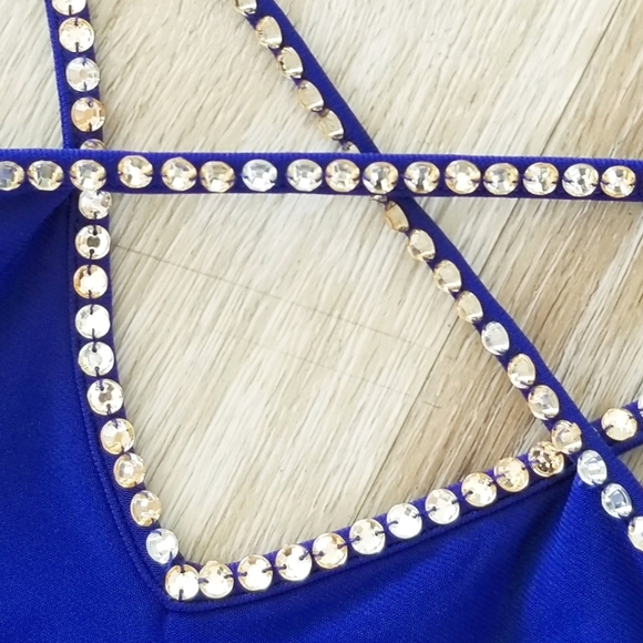 Adrianne Papell Cobalt Blue Formal Dress Rhinestone Crystal Straps Designer NWT - Picture 13 of 15
